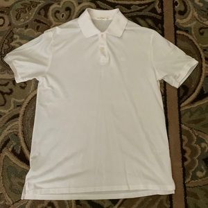 Mens white short sleeve collared polo. Duck head brand. Medium.